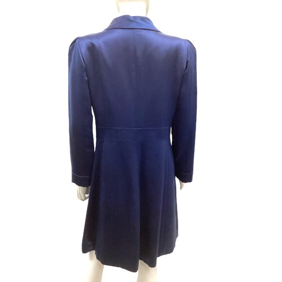 Armani Collezioni Spring Coat Women’s SZ12 Fits Like10 Silk Wool Blend Navy Blue - Picture 3 of 5